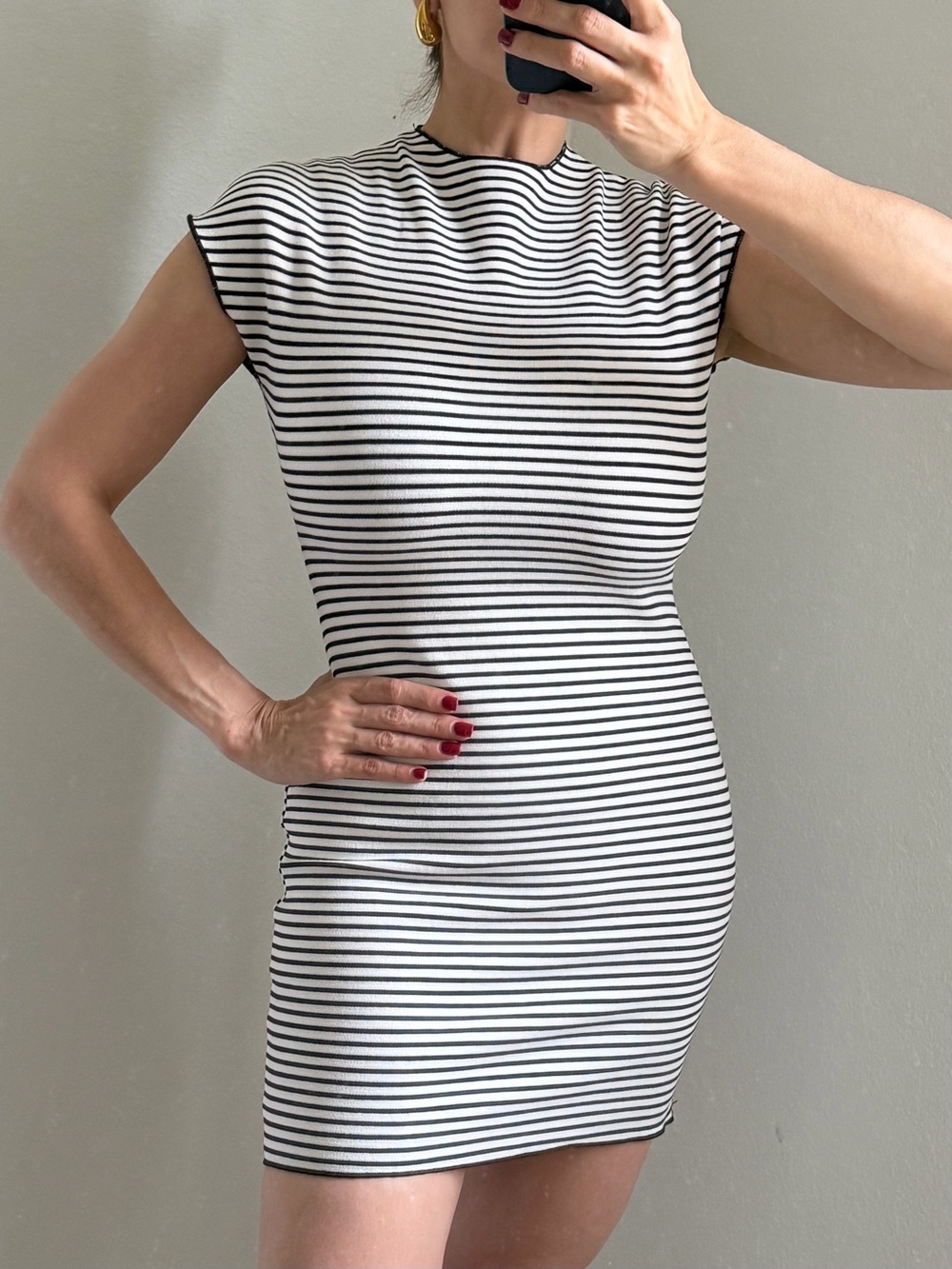 Zara Black and White Striped Mini Dress